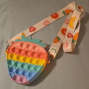 Rainbow Strawberry Pop It Crossbody Bag